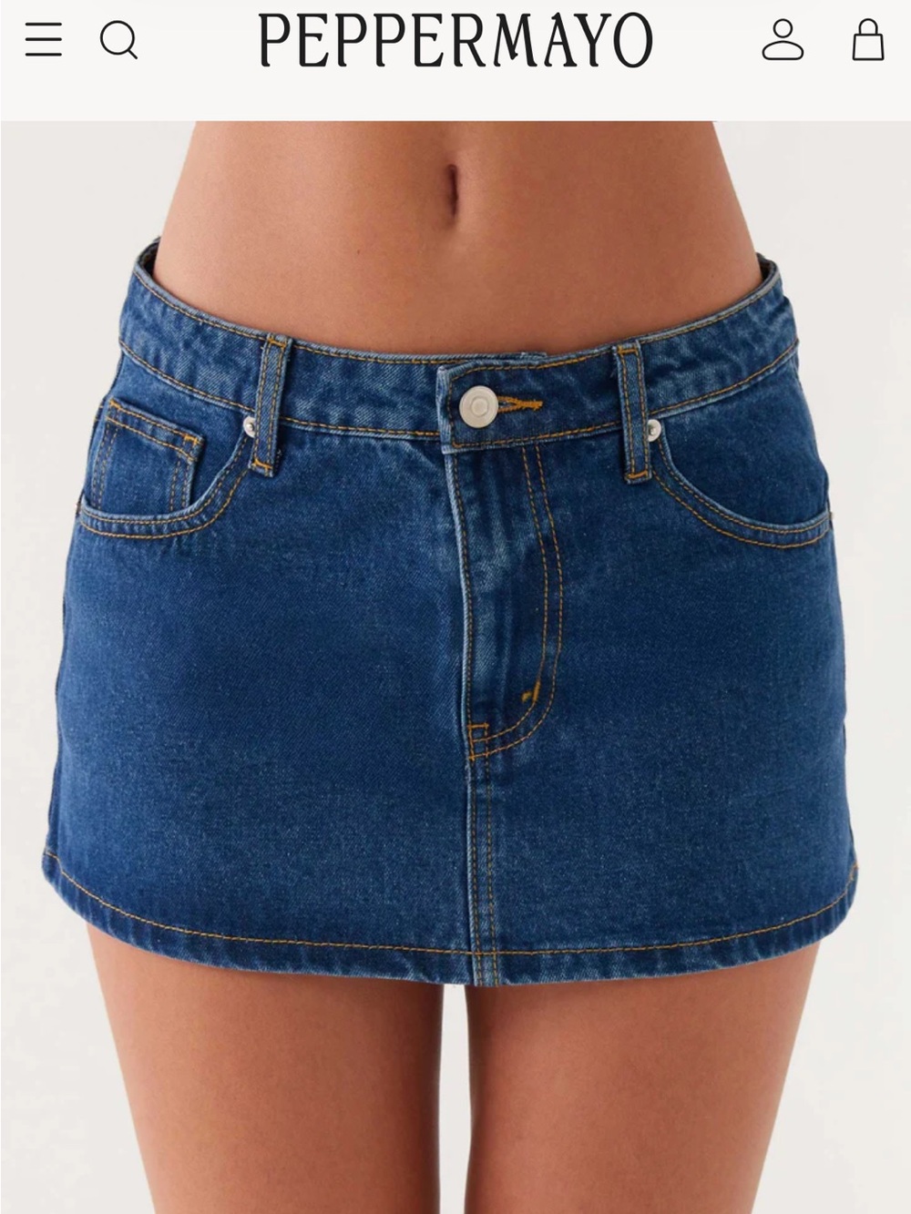 Peppermayo Maysa Low Rise Mini Skirt in Dark Blue Size 8